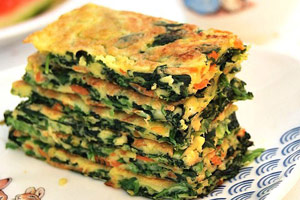 孕产妇预防便秘食谱：菠菜胡萝卜蛋饼